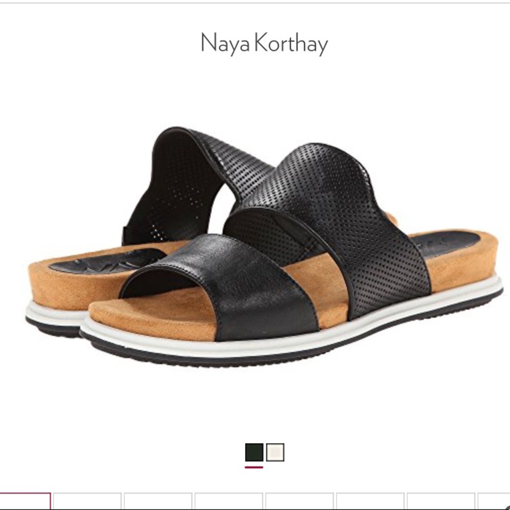 Naya black leather sandals